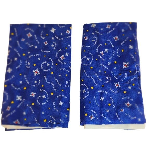 Let It Snow Snowflakes Blue Cotton Quilting Fabric 2/3 & 3/4 Yard Pieces Sewing - Picture 2 of 10